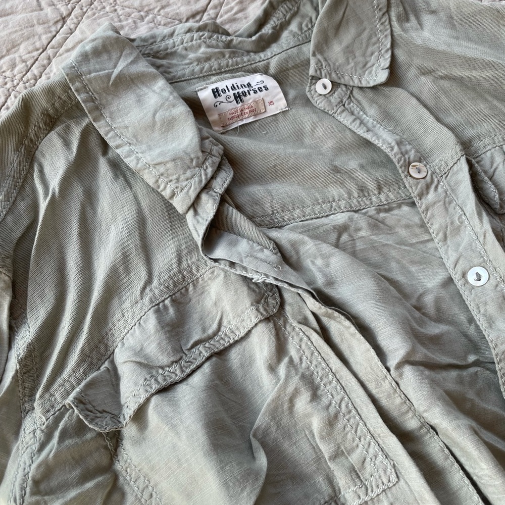 Holding Horses Green Button Down Oversized - Picture 2 of 5